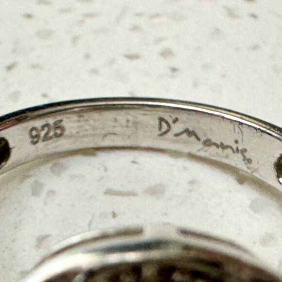 Silver Ring with Green Pear Cut Gem and Halo - Picture 7 of 7